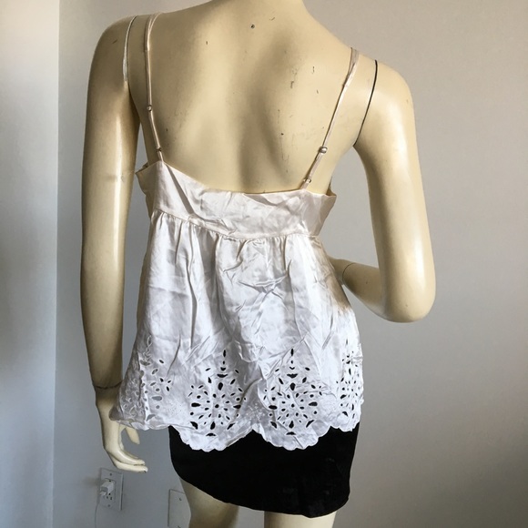 Bcbg ivory silk camisole with eyelet detail. Size small - Picture 5 of 8